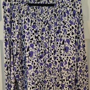 Lane Bryant Purple and Black Floral Blouse